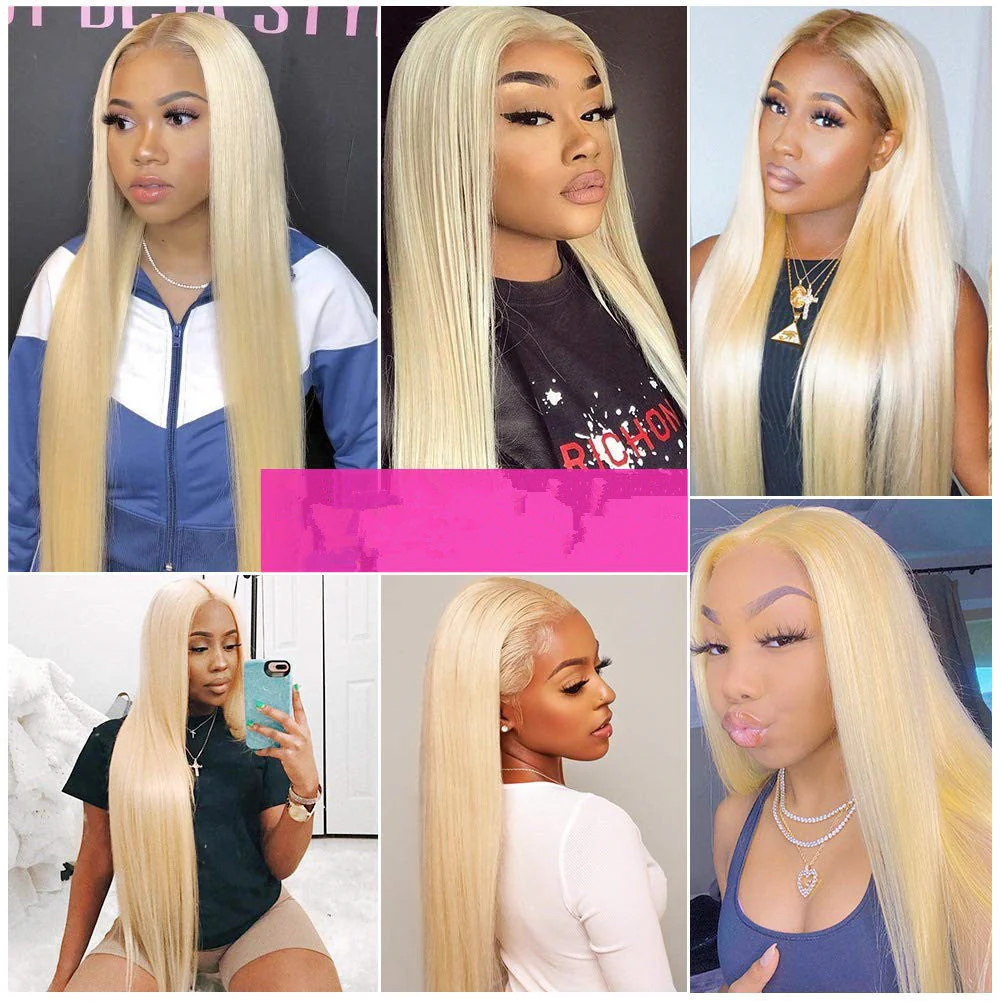 Light Golden Long Straight Hair Chemical Fiber Lace Headgear - Image 4