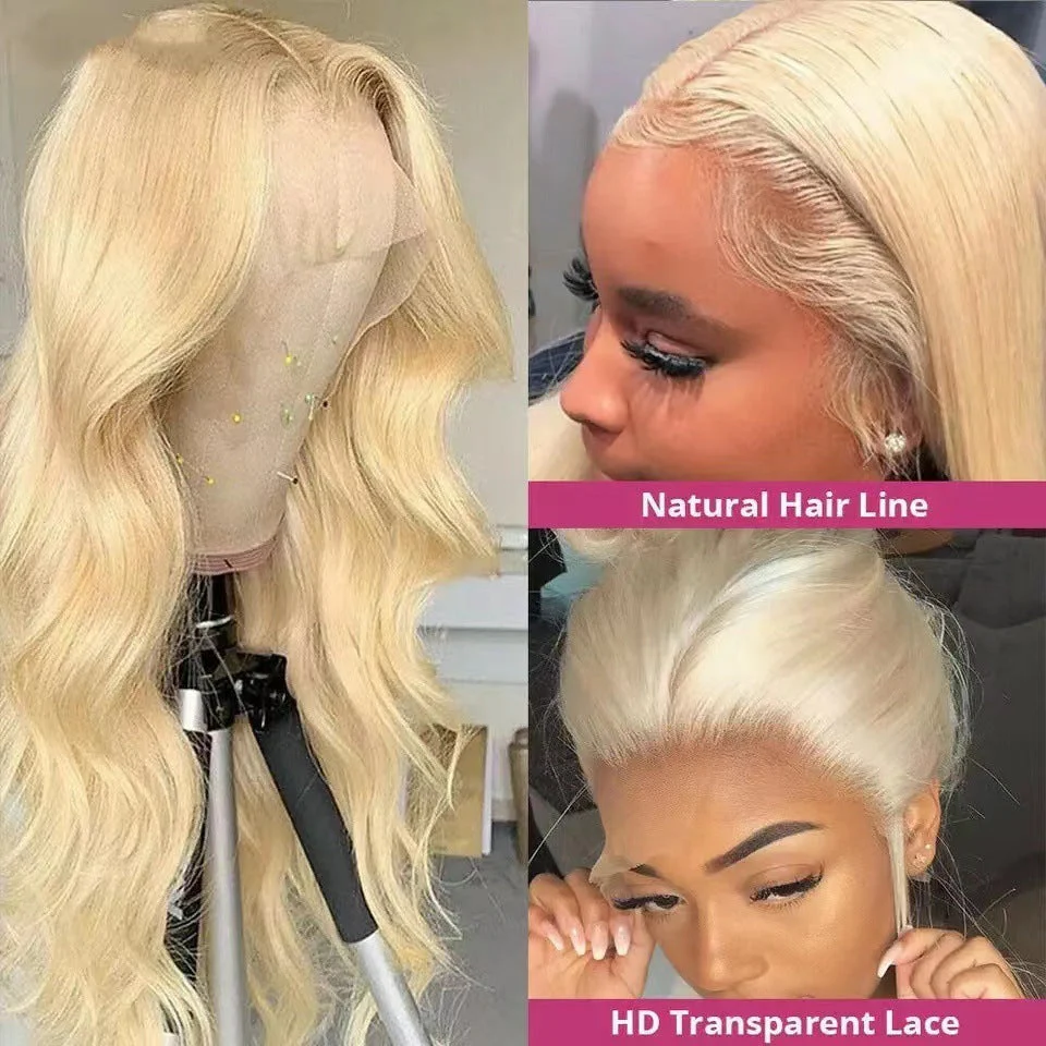 Long Curly Hair Light Blonde Big Waves African Lace Wig - Image 6