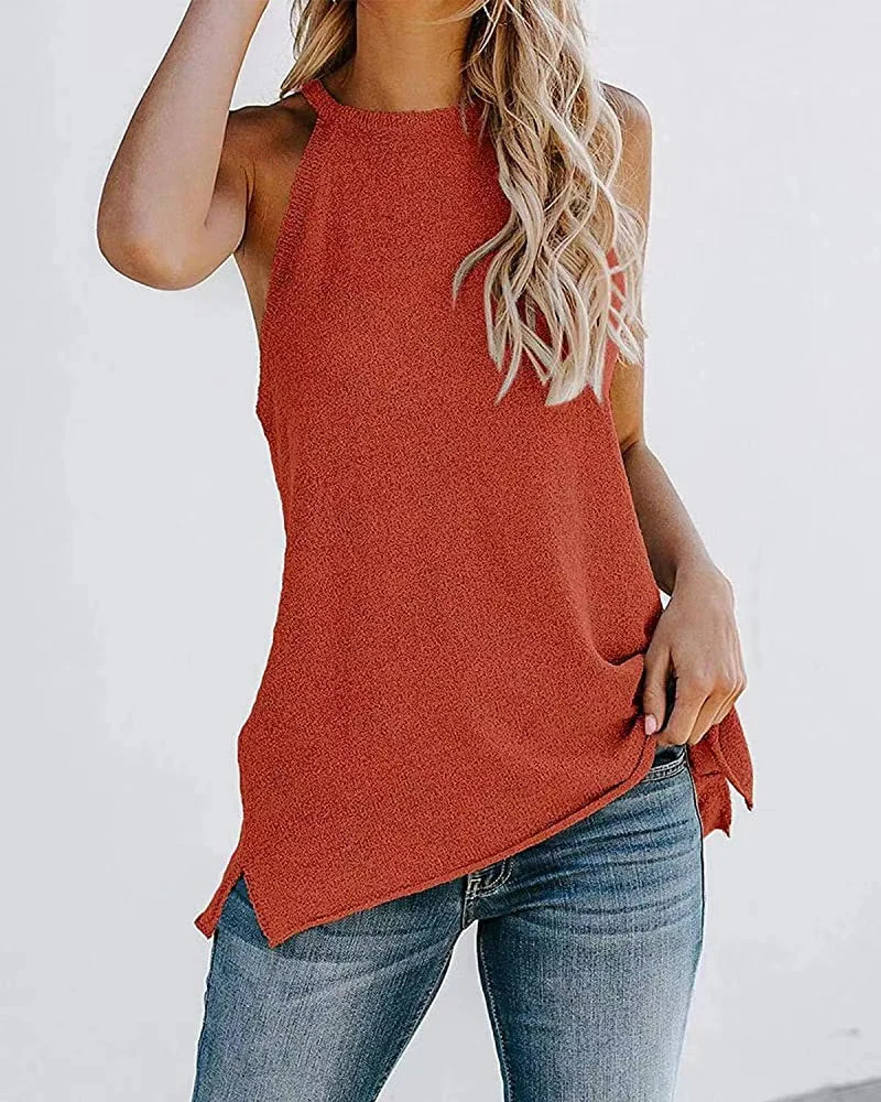Long Knit Slit Tank - Image 26