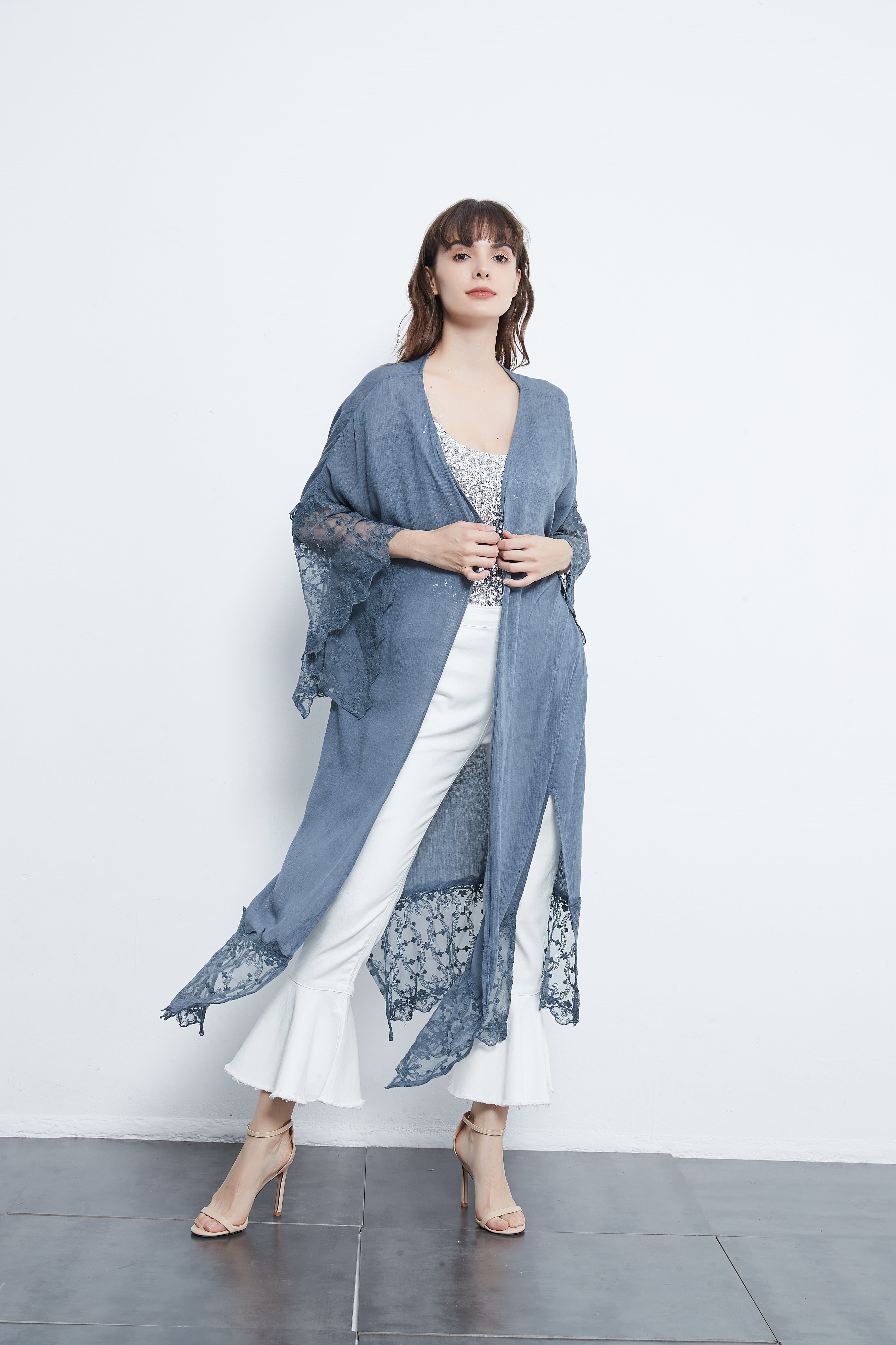 Long Lace Kimono Cardigan - Image 3