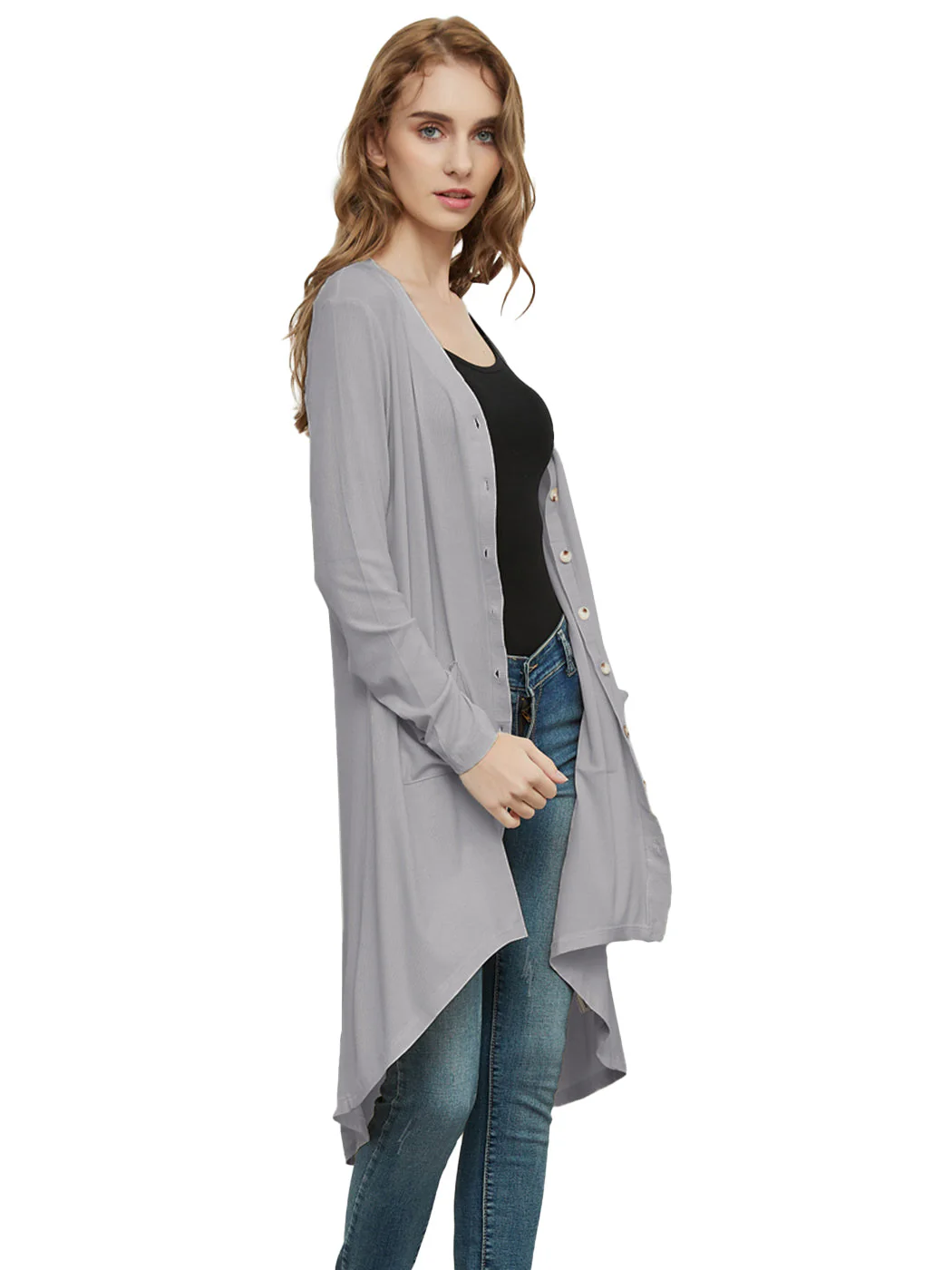 Long Sleeve Button Down Knit Ribbed Cardigan - Image 18