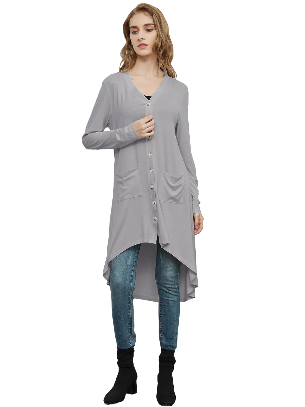 Long Sleeve Button Down Knit Ribbed Cardigan - Image 20