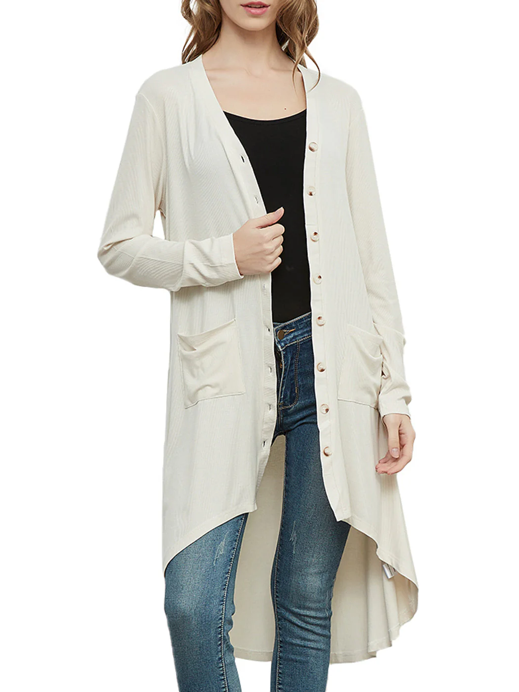 Long Sleeve Button Down Knit Ribbed Cardigan - Image 22