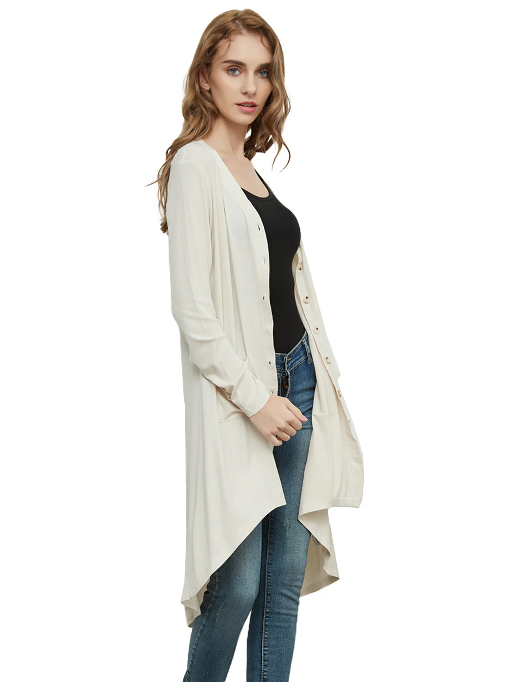 Long Sleeve Button Down Knit Ribbed Cardigan - Image 24