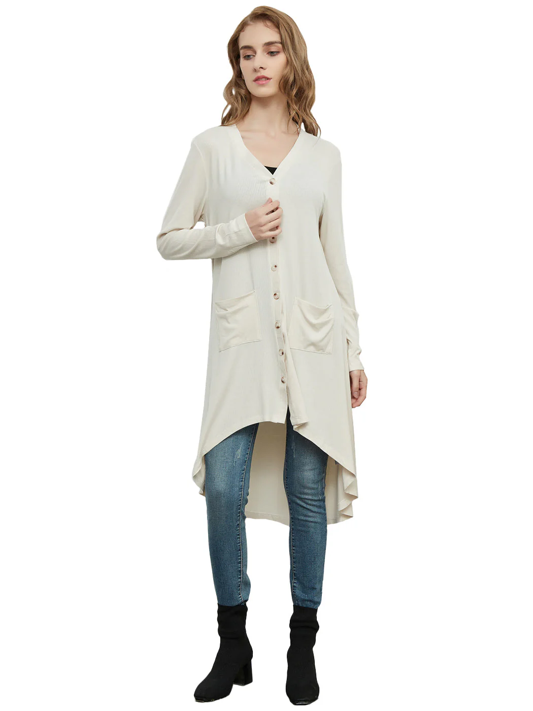 Long Sleeve Button Down Knit Ribbed Cardigan - Image 27