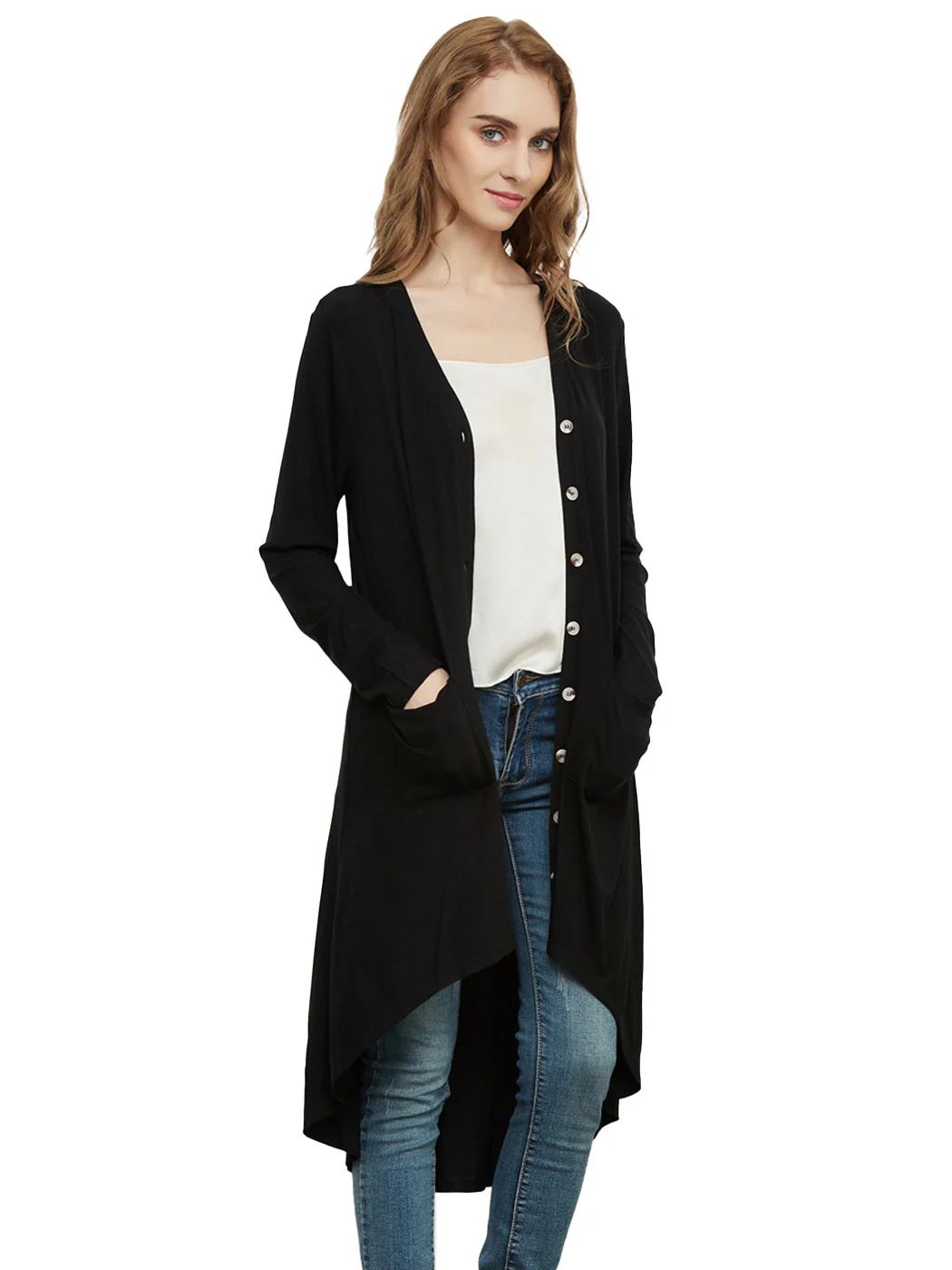 Long Sleeve Button Down Knit Ribbed Cardigan - Image 3