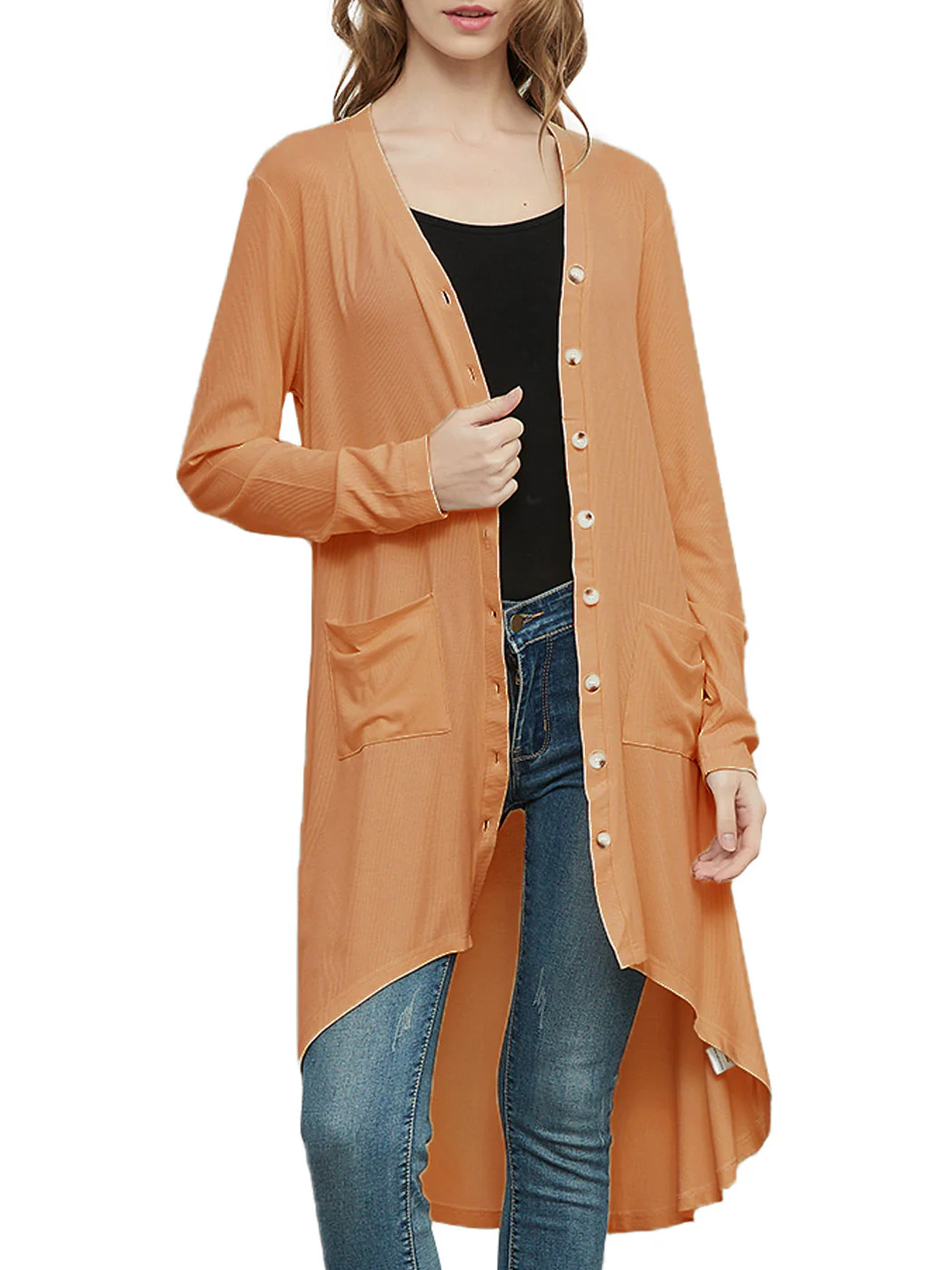 Long Sleeve Button Down Knit Ribbed Cardigan - Image 31