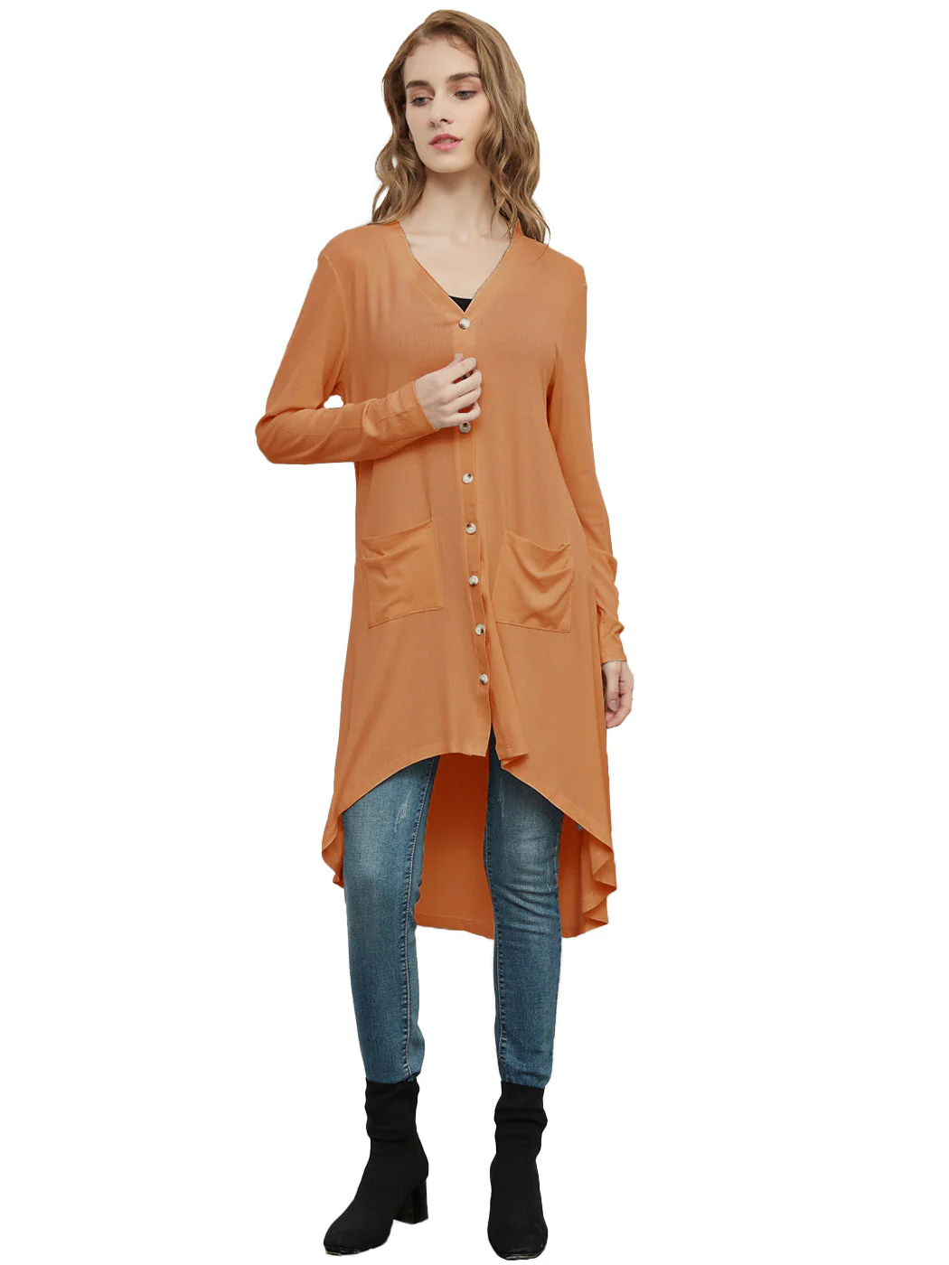 Long Sleeve Button Down Knit Ribbed Cardigan - Image 35
