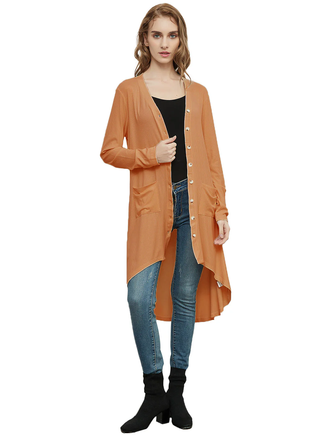 Long Sleeve Button Down Knit Ribbed Cardigan - Image 36