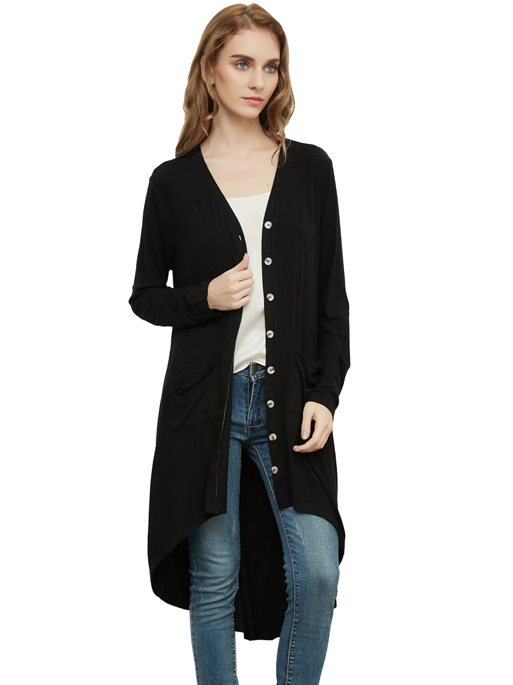 Long Sleeve Button Down Knit Ribbed Cardigan - Image 4