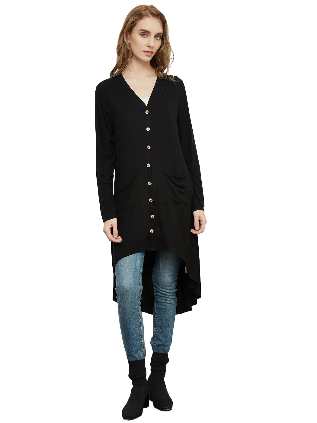Long Sleeve Button Down Knit Ribbed Cardigan - Image 5