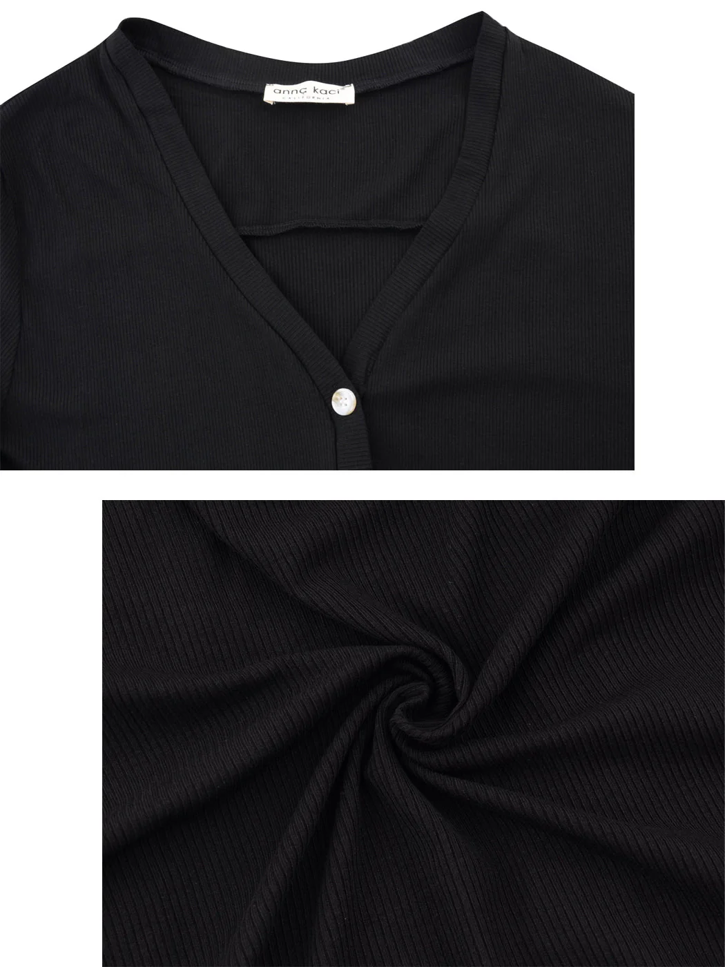 Long Sleeve Button Down Knit Ribbed Cardigan - Image 6