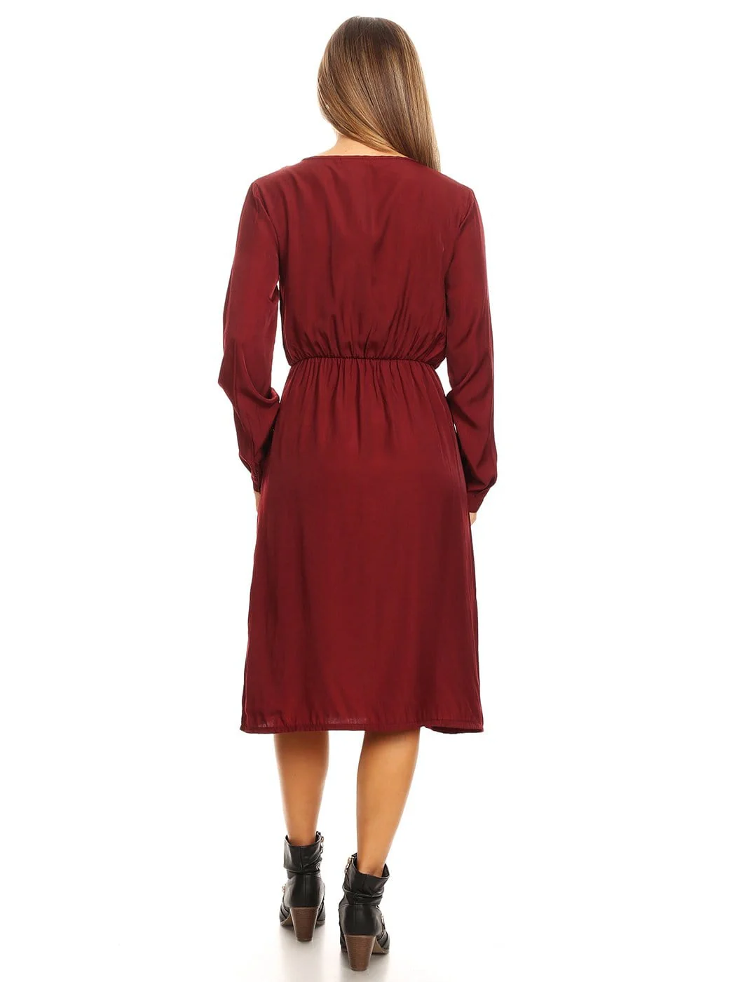 Long-Sleeve Button Down Swing Dress - Image 4