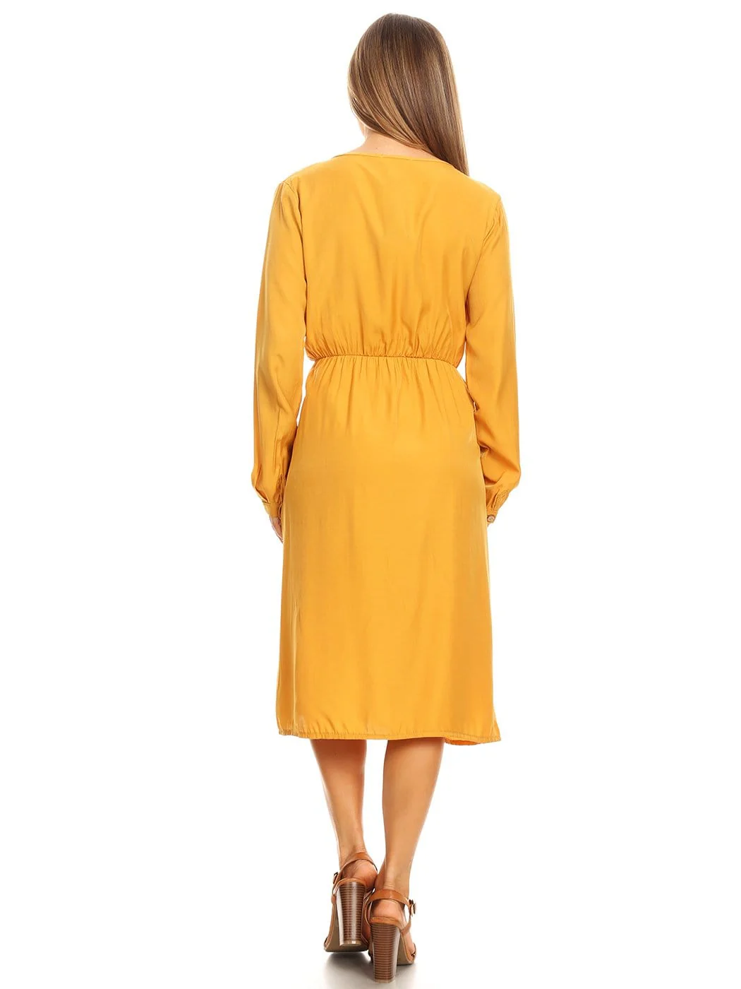 Long-Sleeve Button Down Swing Dress - Image 9