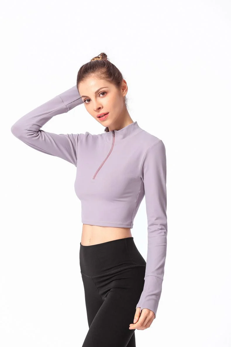 Long Sleeve Fitted Shirt with Zipper and Small Open Back - Image 11