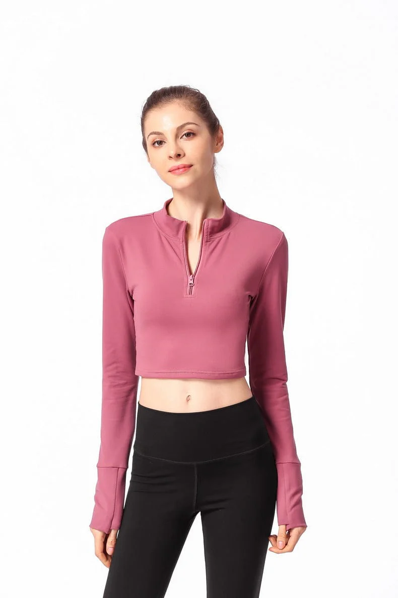 Long Sleeve Fitted Shirt with Zipper and Small Open Back - Image 7