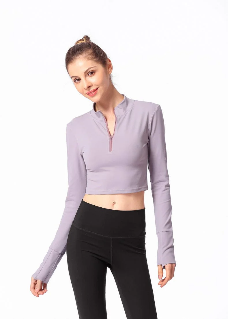 Long Sleeve Fitted Shirt with Zipper and Small Open Back - Image 9