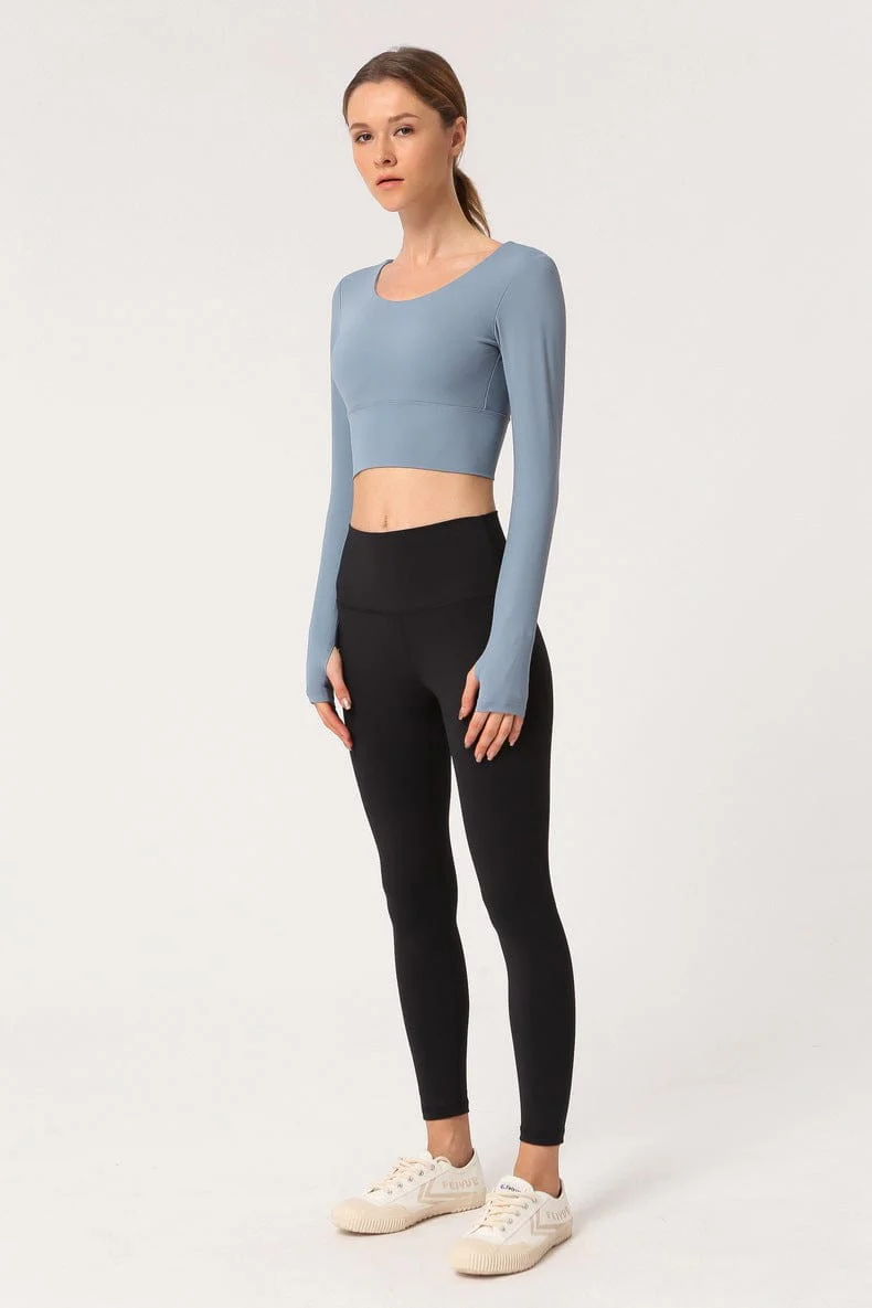 Long Sleeve Fitted Sport Shirt with Open Criss Cross Back - Image 6
