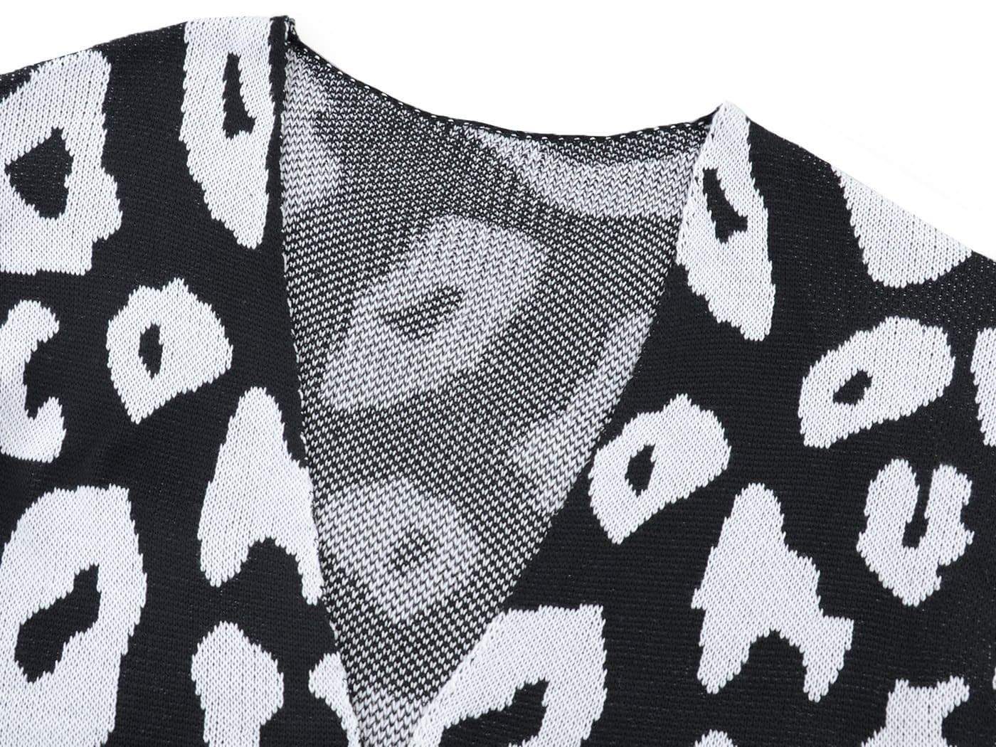 Long Sleeve Leopard Print Cardigan Open Front With Pockets - Image 7