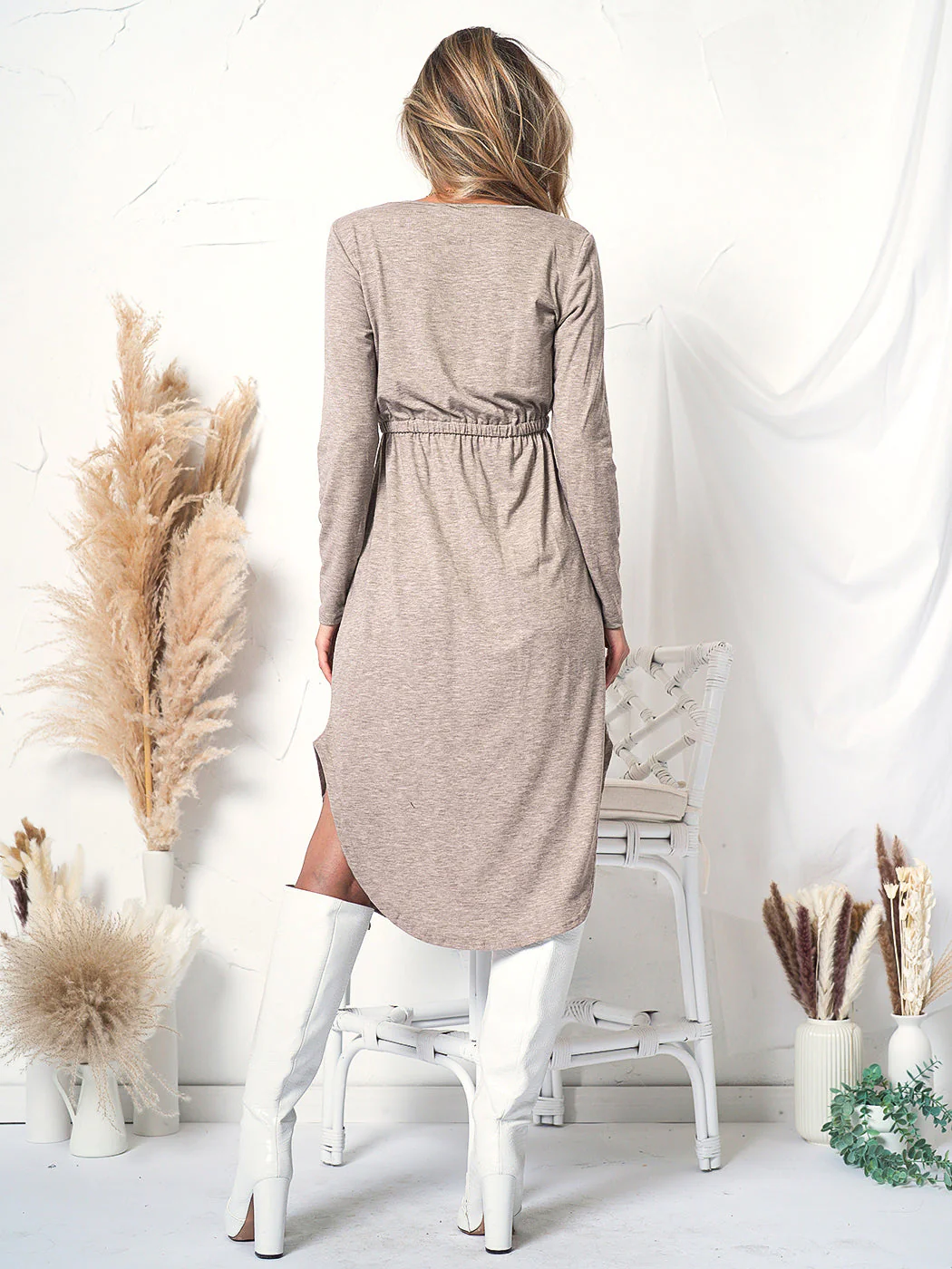 Long Sleeve Midi Shirt Dress - Image 2