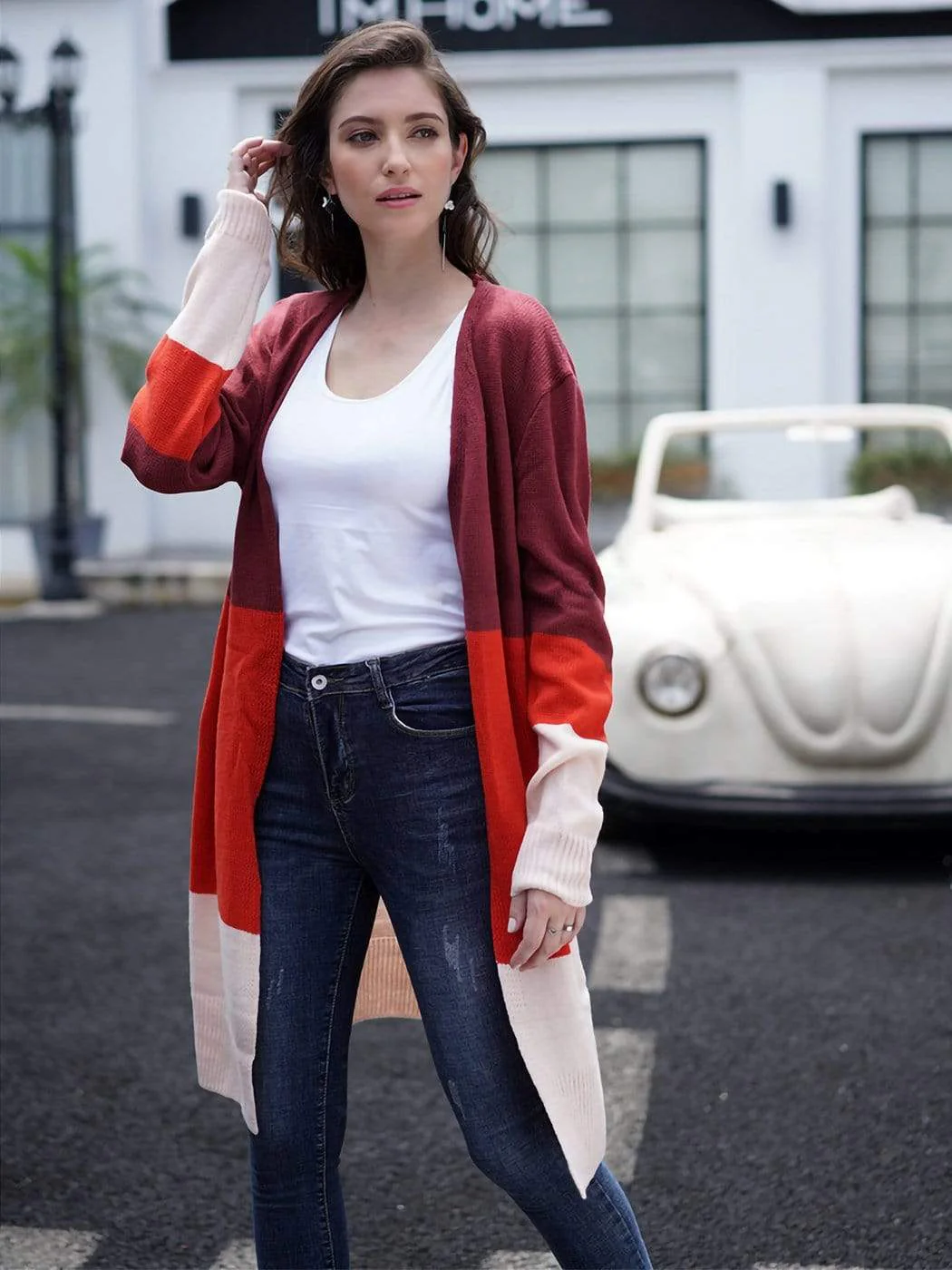 Long Sleeve Open Front Casual Knit Sweaters Coat Soft Outwear Striped Draped Kimono Cardigan - Image 11