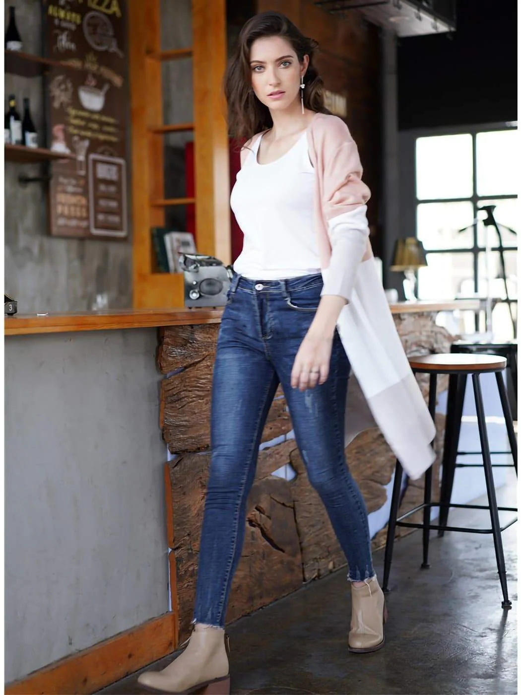 Long Sleeve Open Front Casual Knit Sweaters Coat Soft Outwear Striped Draped Kimono Cardigan - Image 9