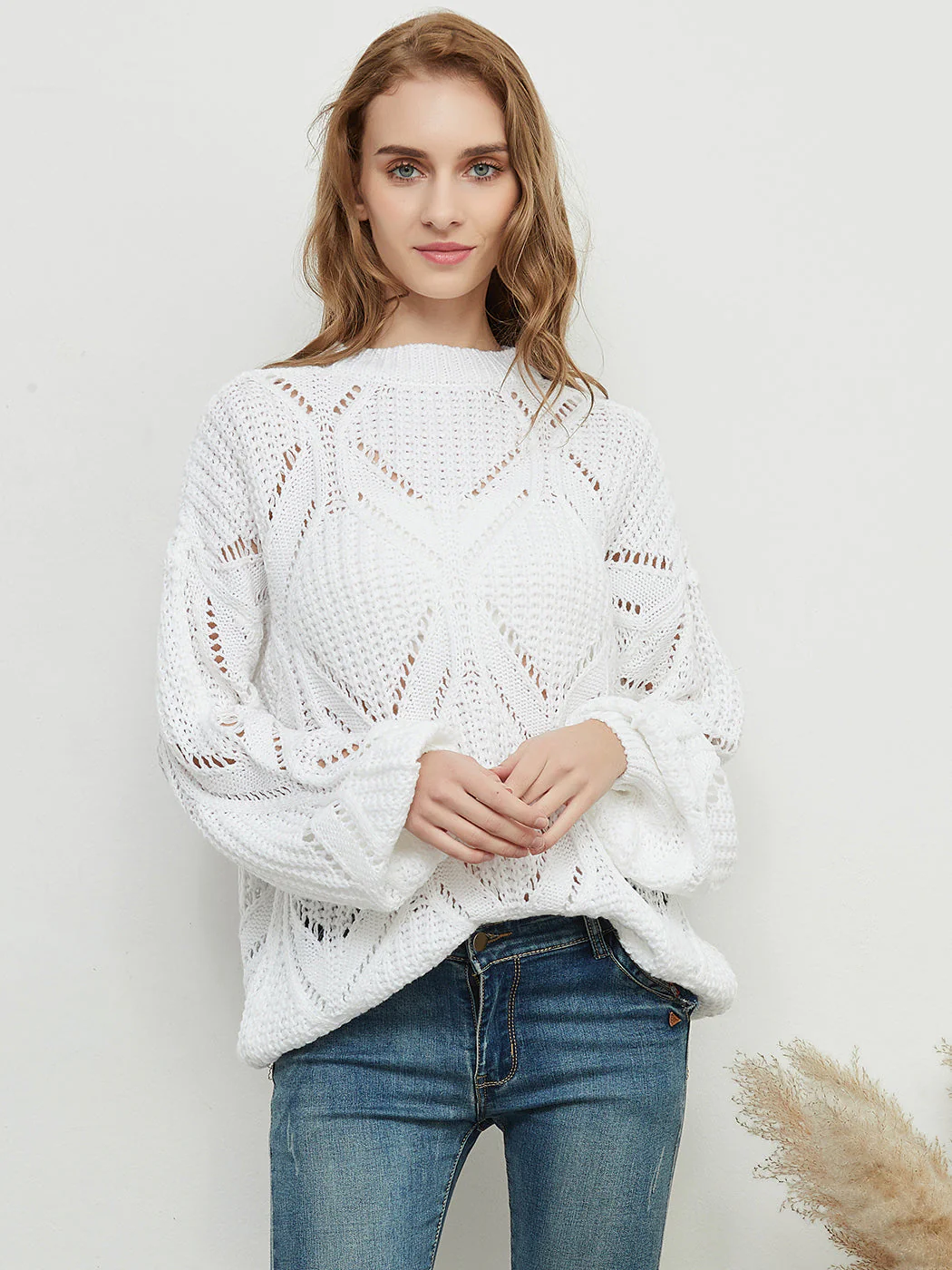 Long Sleeve Patterned Pullover Sweater - Image 18