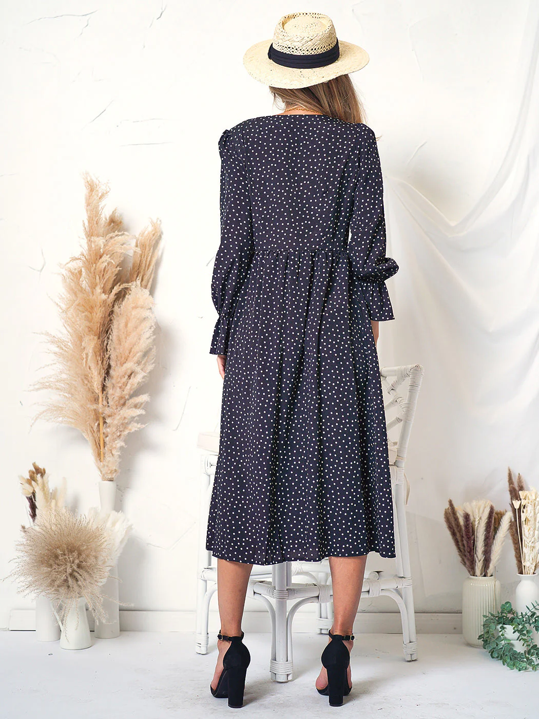 Long Sleeve Polka Dot Dress - Image 4