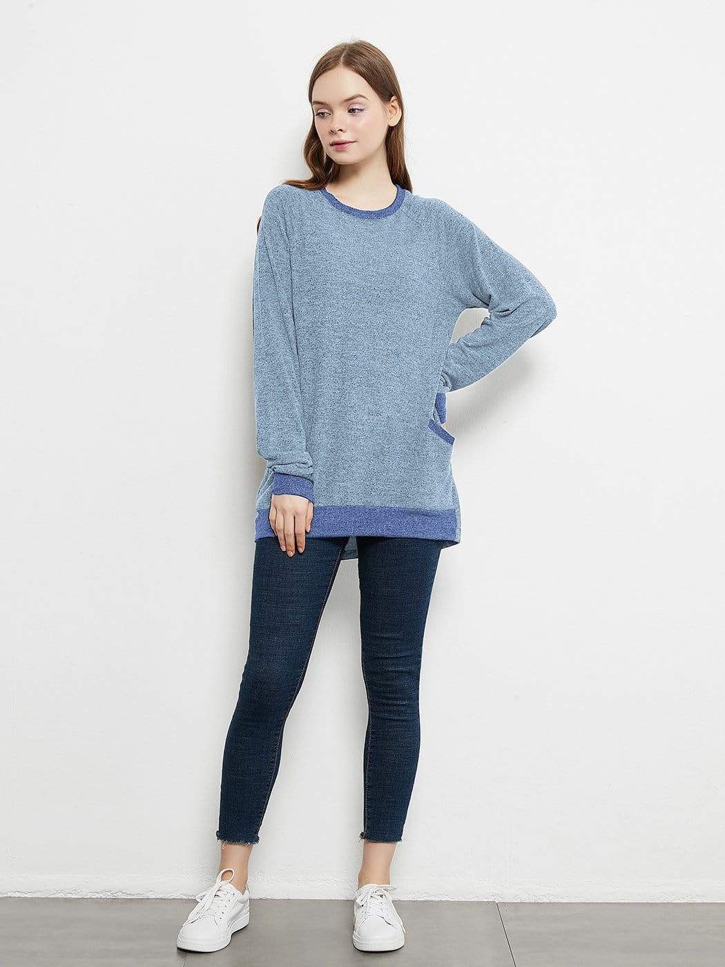 Long Sleeve Round Neck Casual T Shirts Blouses Sweatshirts Tunic Tops with Pocket - Image 12