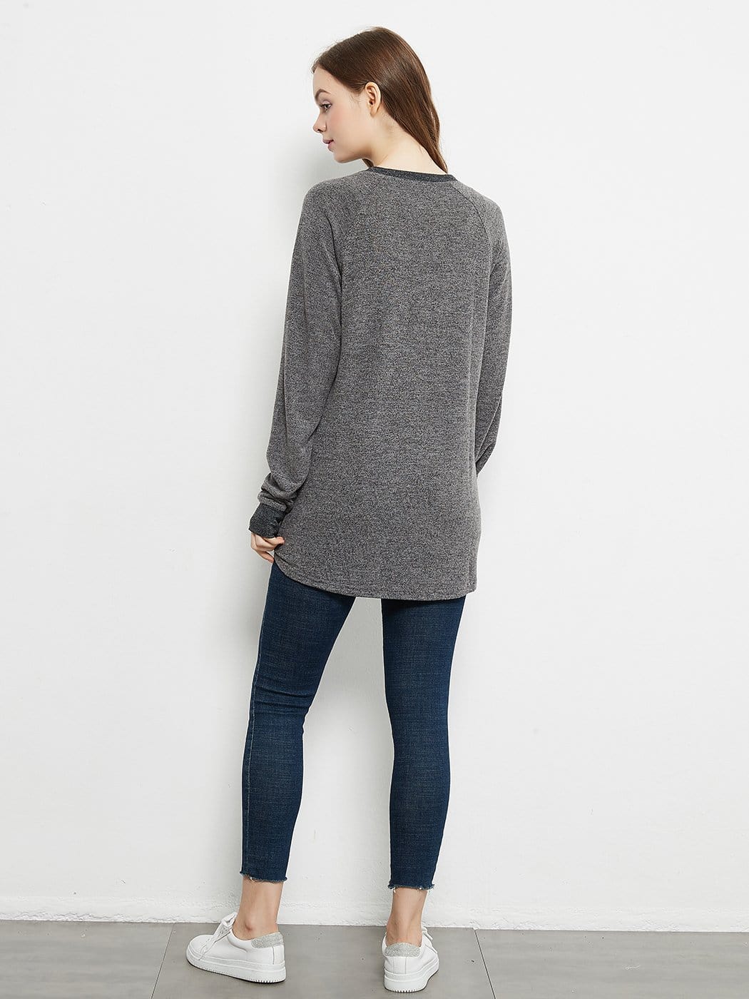 Long Sleeve Round Neck Casual T Shirts Blouses Sweatshirts Tunic Tops with Pocket - Image 19