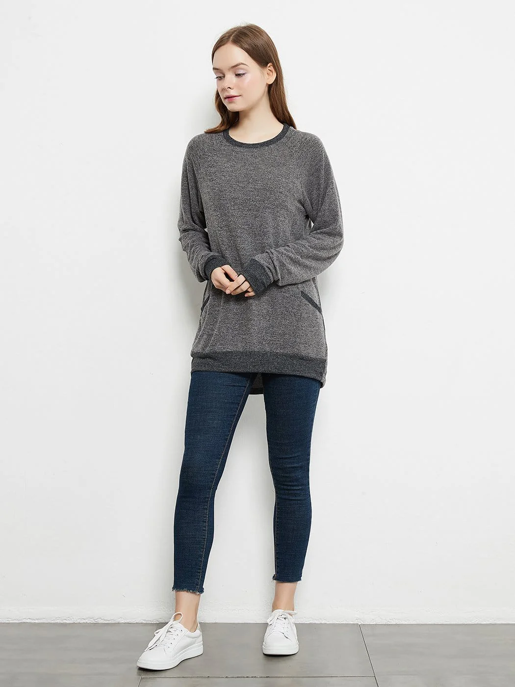 Long Sleeve Round Neck Casual T Shirts Blouses Sweatshirts Tunic Tops with Pocket - Image 20
