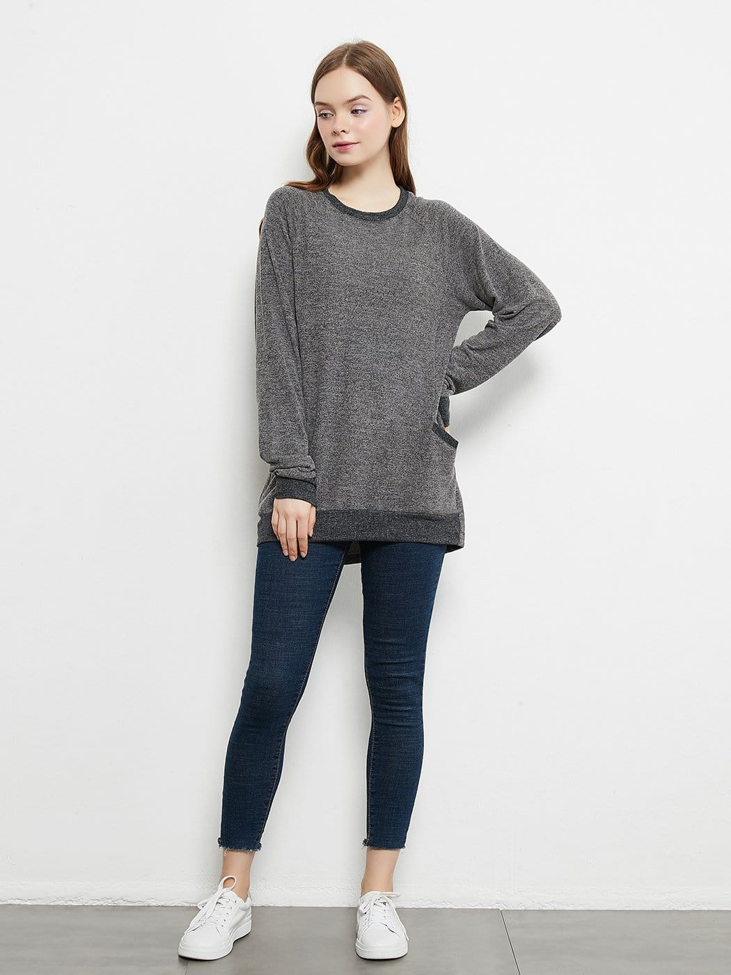 Long Sleeve Round Neck Casual T Shirts Blouses Sweatshirts Tunic Tops with Pocket - Image 21