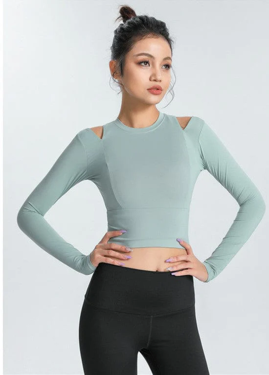 Long Sleeve Shoulder Cutout Top - Image 10