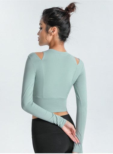 Long Sleeve Shoulder Cutout Top - Image 11