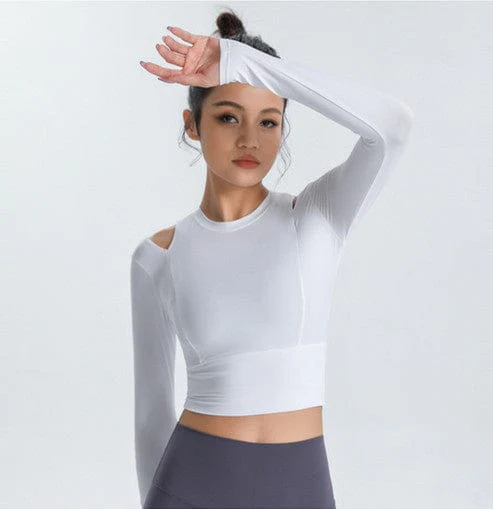 Long Sleeve Shoulder Cutout Top - Image 15