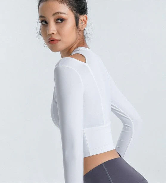 Long Sleeve Shoulder Cutout Top - Image 16