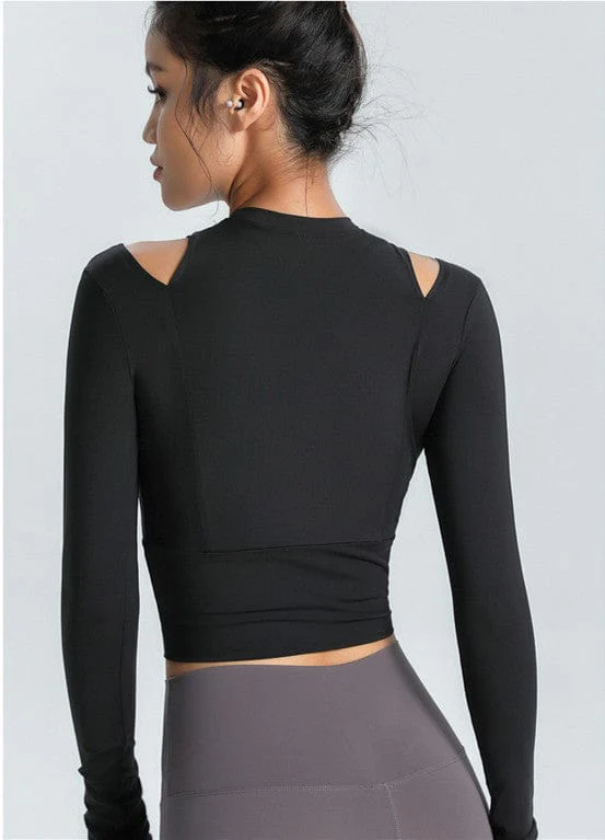Long Sleeve Shoulder Cutout Top - Image 4