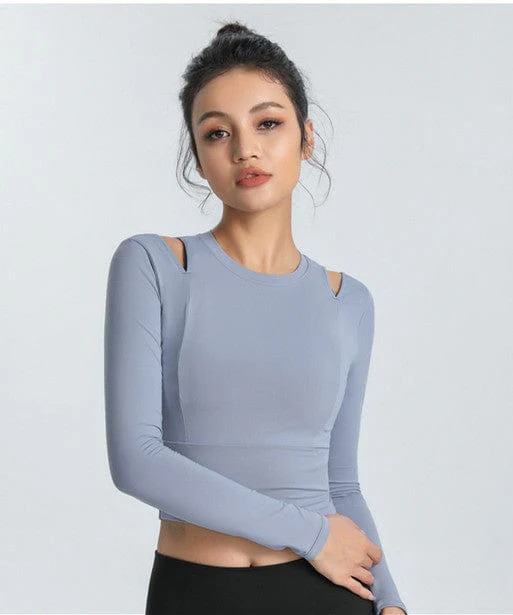 Long Sleeve Shoulder Cutout Top - Image 5