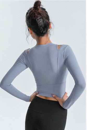 Long Sleeve Shoulder Cutout Top - Image 7
