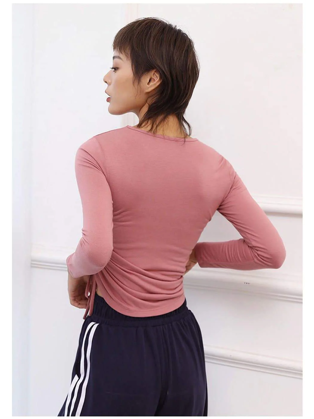 Long Sleeve Side Gathered Cinched Top - Image 11