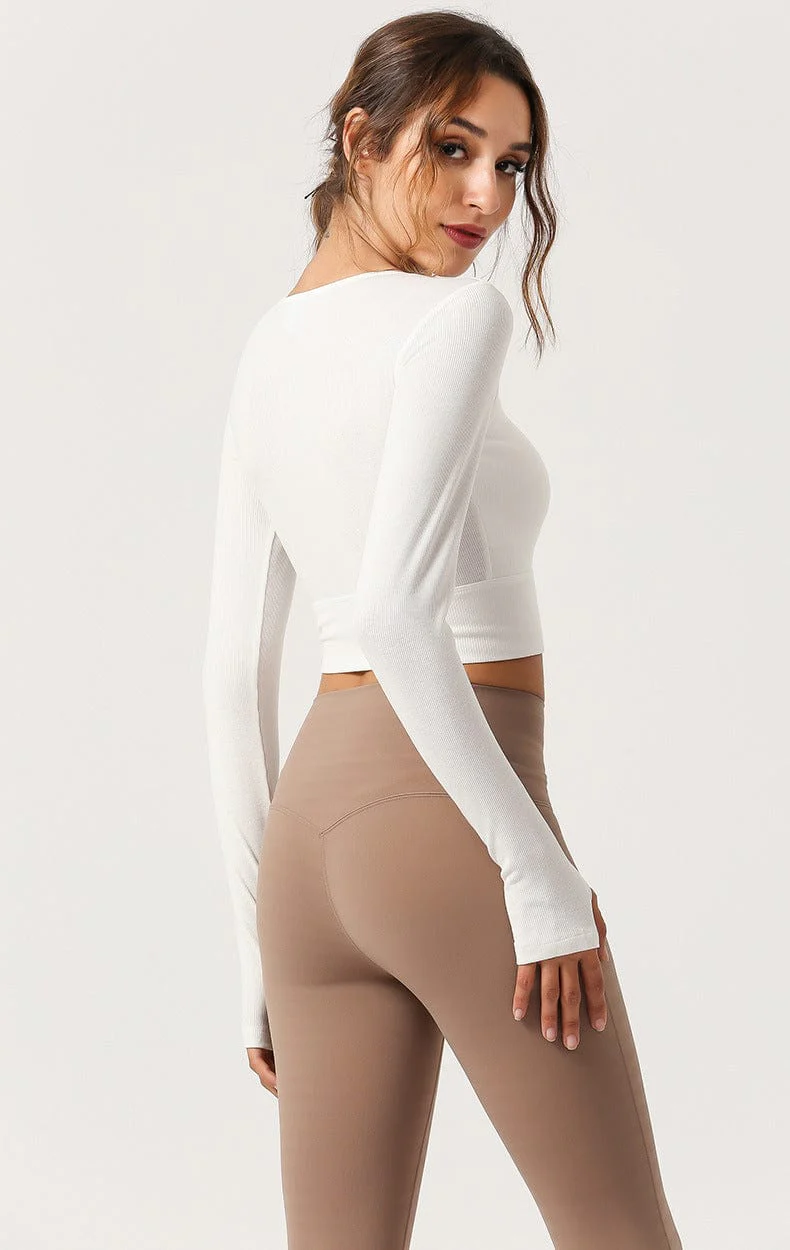 Long Sleeve Slim Fit Buttoned Workout Top - Image 8