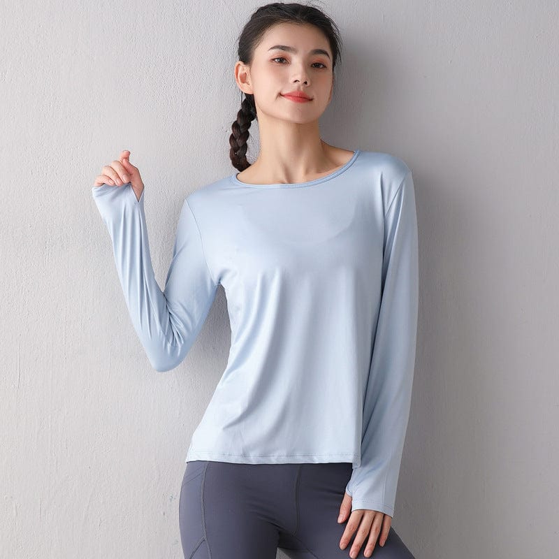 Long Sleeve Tee Shirt with Criss Cross Flap Back - Image 5