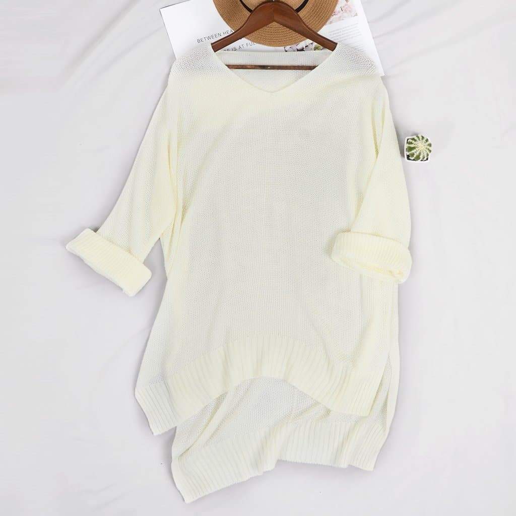Loose Bat Sleeve Off Shoulder Knit Tunic