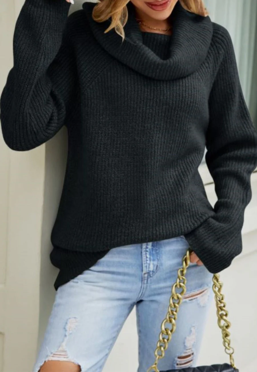 Loose Turtleneck Knit Sweater - Image 2