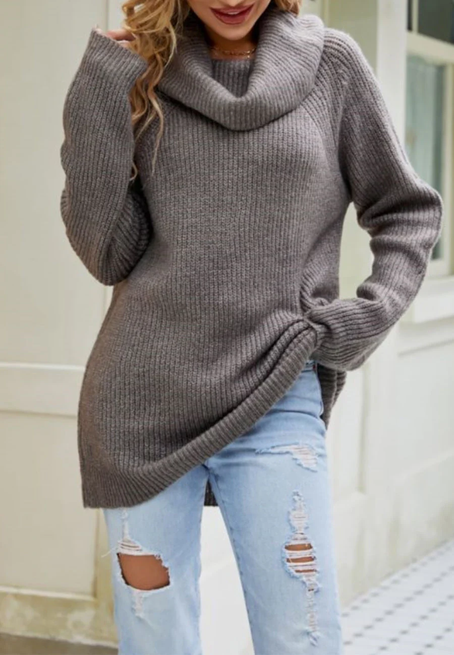 Loose Turtleneck Knit Sweater - Image 4
