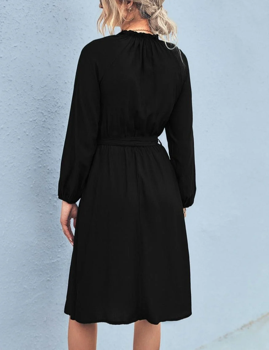 Lotus Leaf Collar Midi Dress - Image 10