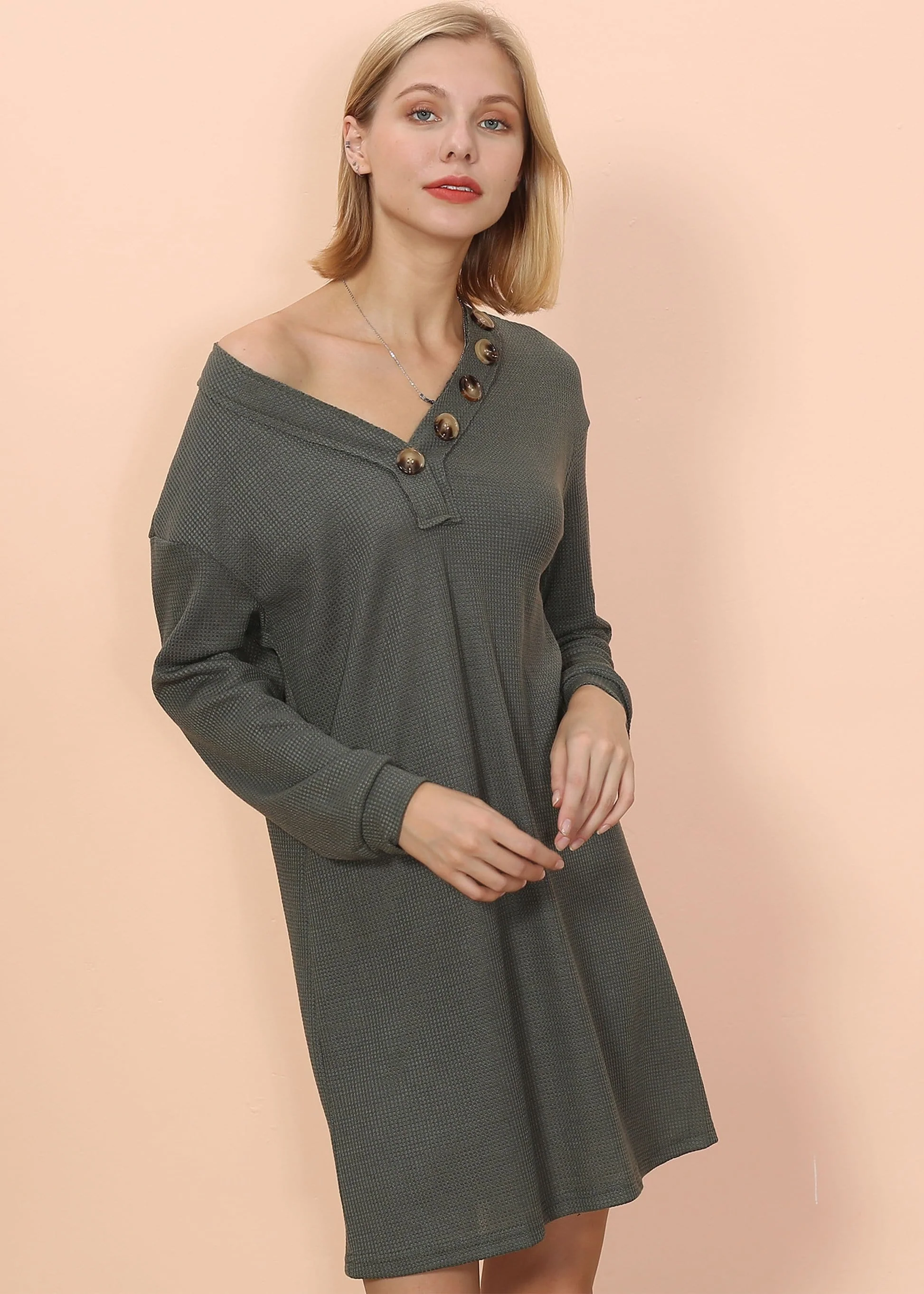Lounge Button Tunic Dress - Image 14