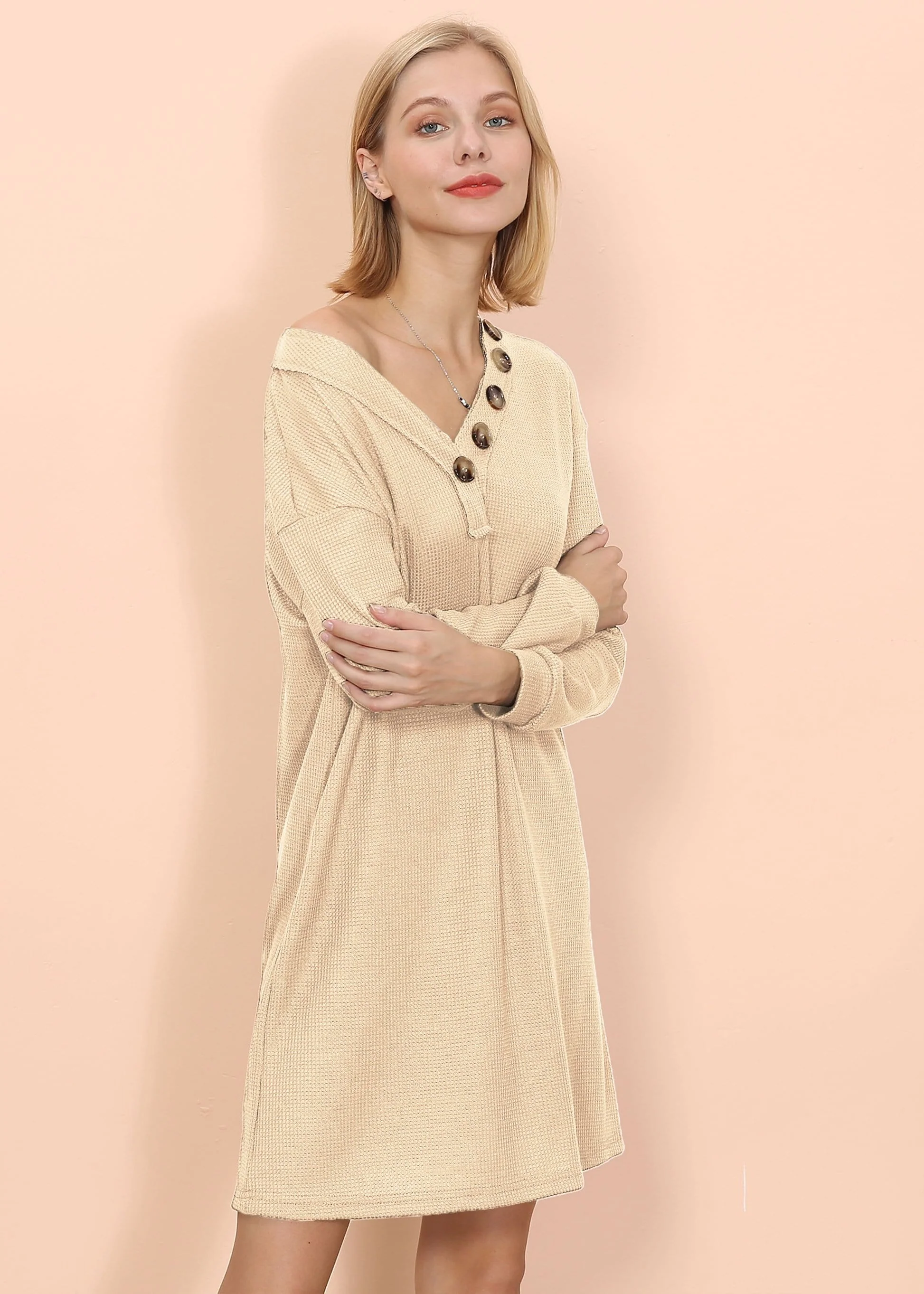 Lounge Button Tunic Dress - Image 3