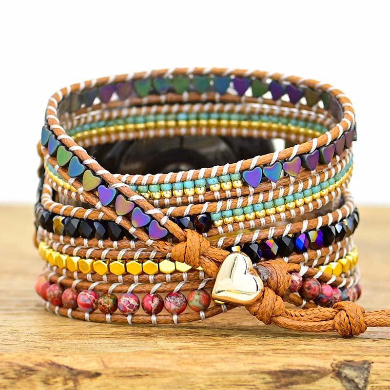 Love Black Gallstone Emperor Stone Rice Bead Woven Watch Strap - Image 2