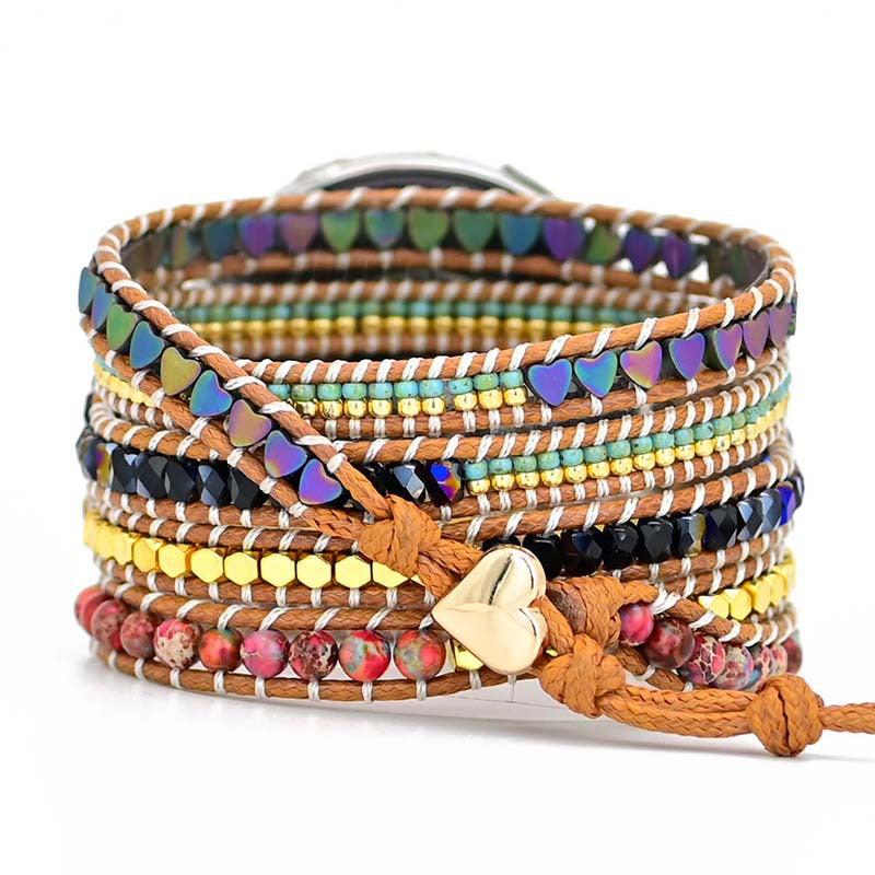 Love Black Gallstone Emperor Stone Rice Bead Woven Watch Strap - Image 3